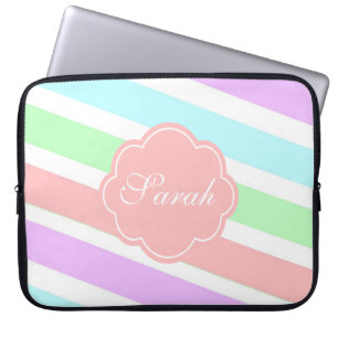 Protection Pour Ordinateur Portable Élégantes couleurs pastel tendances, monogramme