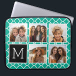 Protection Pour Ordinateur Portable Emerald & Black Instagram 5 Photo Collage Monogram<br><div class="desc">Motif Quatrefoil vert et blanc - Utilisez cinq photos carrés pour créer un cadeau unique et personnel. Ou vous pouvez garder le chiot hipster et faire un gardien branché. Si vous avez besoin d'ajuster les images,  cliquez sur l'outil personnaliser pour apporter des modifications.</div>