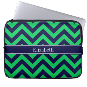 Protection Pour Ordinateur Portable Emerald Navy LG Chevron Navy Blue Name monogram