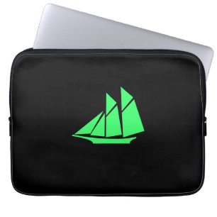 Protection Pour Ordinateur Portable Expédition de la clipper Ocean Glow_Green-on-Black