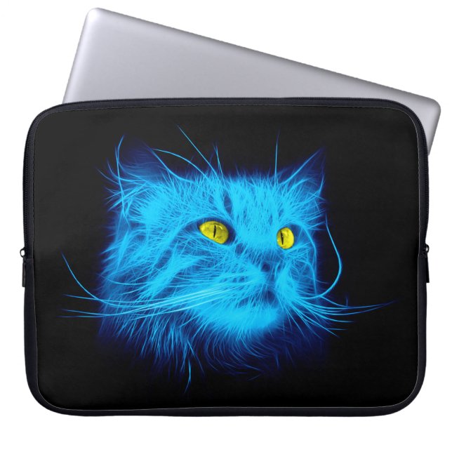 Protection Pour Ordinateur Portable Face de chat bleu (Devant)