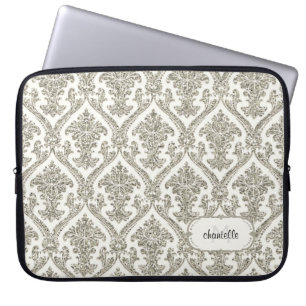 Protection Pour Ordinateur Portable Faux Gold Parties scintillant Damask Floral Patter