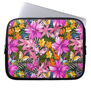 Protection Pour Ordinateur Portable Feuille et fleurs tropicaux