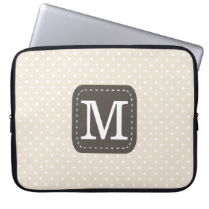 Protection Pour Ordinateur Portable Fille Beige Pois Motif Personnalisé Monogramme