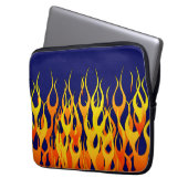 Protection Pour Ordinateur Portable Flammes de course classique sur bleu marine (devant gauche)