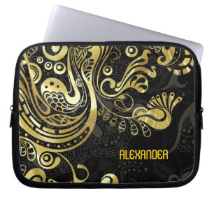 Protection Pour Ordinateur Portable Flèches Abstraites en or - Monogramme personnalisé