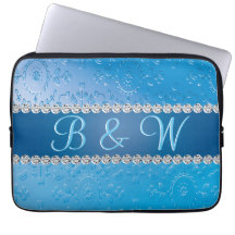 Fleur bleue Monogramme intégrée