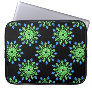 Protection Pour Ordinateur Portable Fleur de néon vert et bleu