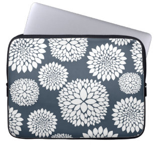 Protection Pour Ordinateur Portable Fleurs blanches bleues chics