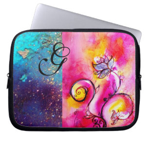 Protection Pour Ordinateur Portable FLEURS FANTAISISTES rose, bleu, sarcelle, jaune, r