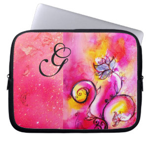 Protection Pour Ordinateur Portable FLEURS FANTAISISTES rose jaune violet