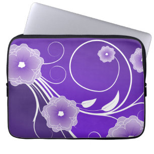 Protection Pour Ordinateur Portable Fleurs florales violettes & torrents