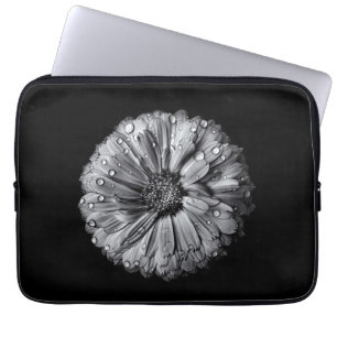 Protection Pour Ordinateur Portable Fleurs Noires Et Blanches 10