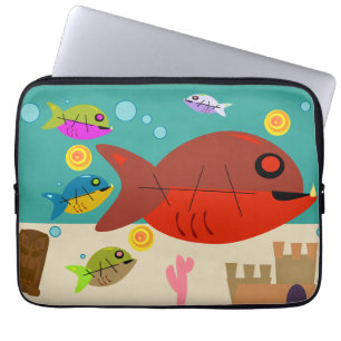 Protection Pour Ordinateur Portable Funky Fifties Fish Tank Retro Art Style amusant