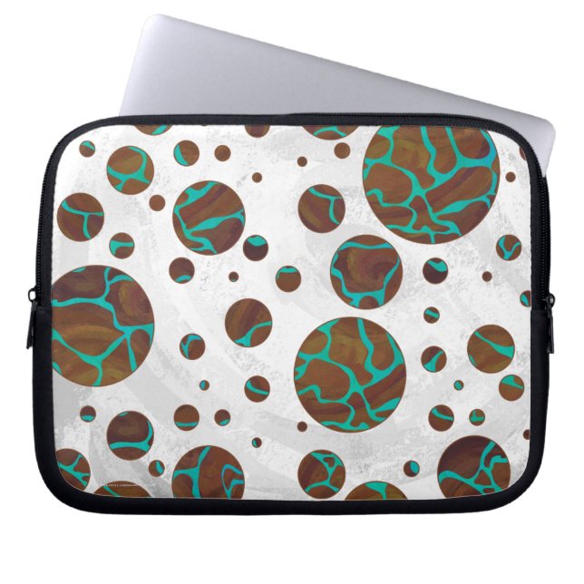 Protection Pour Ordinateur Portable Girafe Marron et Imprimé Turquoise (Devant)