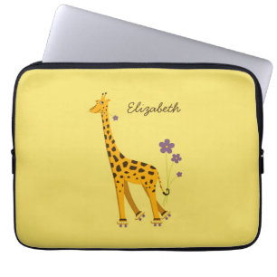 Protection Pour Ordinateur Portable Girafe mignonne jaune nommée faite sur commande de