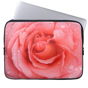 Protection Pour Ordinateur Portable Gouttes d'eau de rose rouge romantique