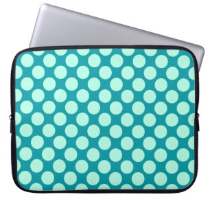 Protection Pour Ordinateur Portable Grands points rétro - turquoise et aqua