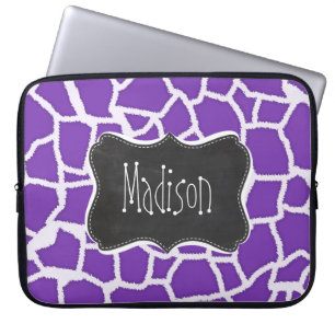 Protection Pour Ordinateur Portable Grape Purple Giraffe Animal Print; Chalkboard look