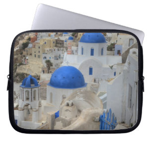 Protection Pour Ordinateur Portable Grèce, Santorin. Clocher et dômes bleus de 3