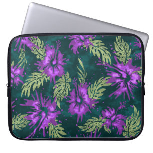 Protection Pour Ordinateur Portable Hibiscus peint Néoprène hawaïen costume blanc