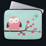 Protection Pour Ordinateur Portable Hibou de ressort<br><div class="desc">L'illustration mignonne d'un hibou était perché sur un cerisier.</div>