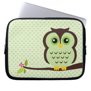 Protection Pour Ordinateur Portable Hibou vert mignon