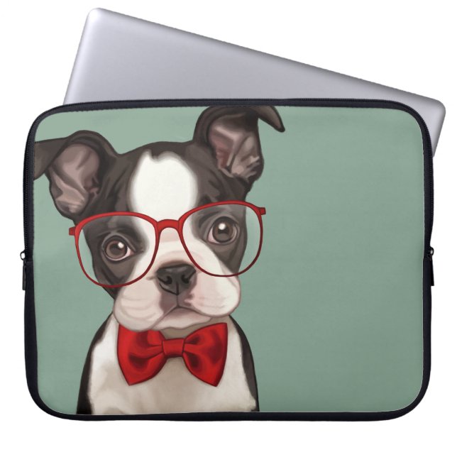 Protection Pour Ordinateur Portable Hippie Boston Terrier (Devant)