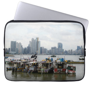 Protection Pour Ordinateur Portable Horizon de Panamá City avec des bateaux de pêche