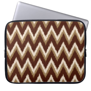Protection Pour Ordinateur Portable Ikat Chevron Stripes - Chocolat Brown & Beige