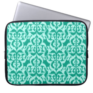 Protection Pour Ordinateur Portable Ikat Moorish Damask - paon et aqua