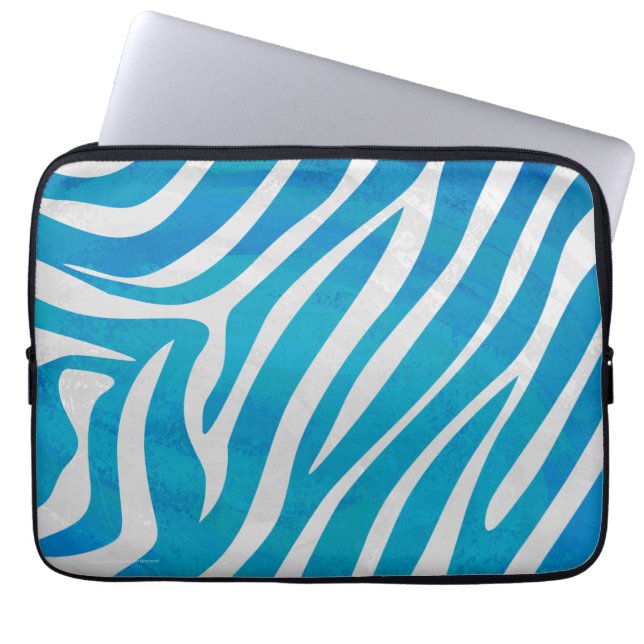 Protection Pour Ordinateur Portable Impression en bleu et blanc Zebra (Devant)
