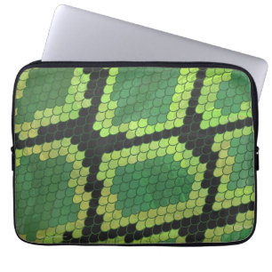 Protection Pour Ordinateur Portable Impression serpent noir et vert