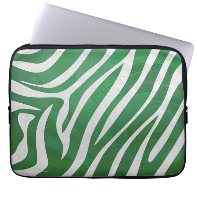 Protection Pour Ordinateur Portable Impression verte et blanche de zèbre (Devant)