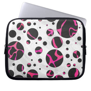 Protection Pour Ordinateur Portable Imprimé girafe rose vif et noir