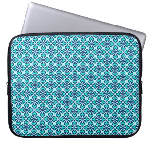 Protection Pour Ordinateur Portable imprimé kimono floral, turquoise, marine et aqua