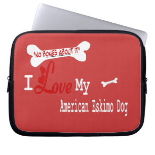 Protection Pour Ordinateur Portable J'Aime Mon Esquimau Américain Chien