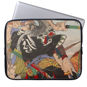 Protection Pour Ordinateur Portable Japonais d'Ukiyo-e peignant un combat samouraï