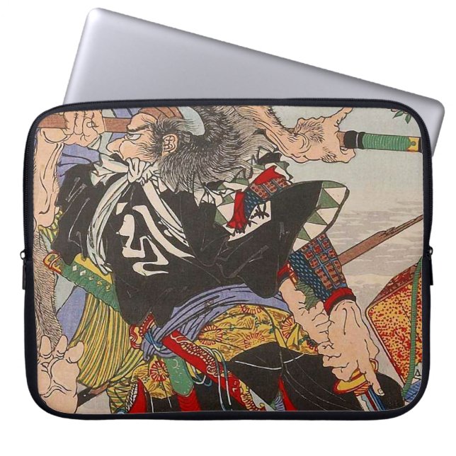 Protection Pour Ordinateur Portable Japonais d'Ukiyo-e peignant un combat samouraï (Devant)