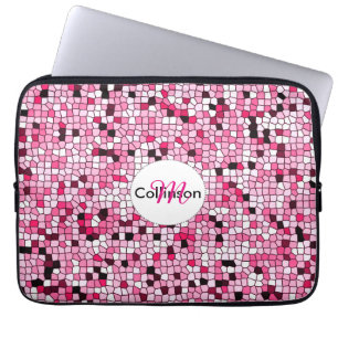 Protection Pour Ordinateur Portable Jolie Mosaïque rose et blanc Conception personnal