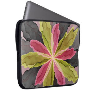 Protection Pour Ordinateur Portable Joy, Vert rose Anthracite Imaginaire Fleur Fractal