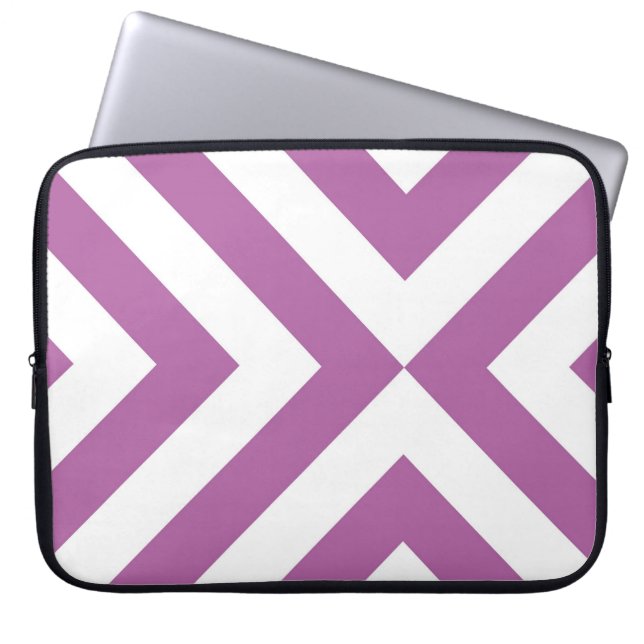 Protection Pour Ordinateur Portable Lavande et Chevrons blancs (Devant)