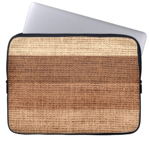 Protection Pour Ordinateur Portable Le brun barre le jute rustique de toile de jute