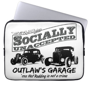 Protection Pour Ordinateur Portable Le garage du hors-la-loi. Deux hot rod socialement