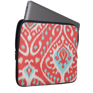 Protection Pour Ordinateur Portable Le rouge élégant chic et l'ikat tribal de