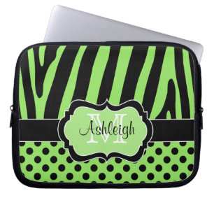 Protection Pour Ordinateur Portable Le zèbre noir vert barre la caisse d'ordinateur