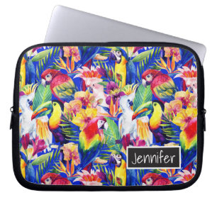 Protection Pour Ordinateur Portable Les perroquets d'aquarelle ajoutent votre nom