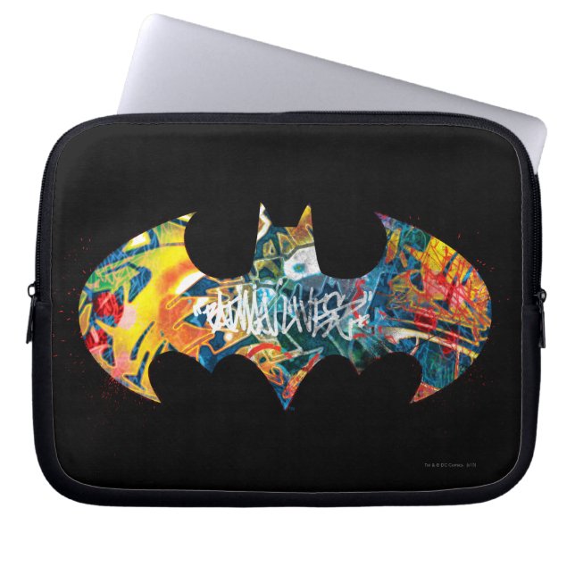 Protection Pour Ordinateur Portable Logo Batman Graffiti Neon 80's (Devant)