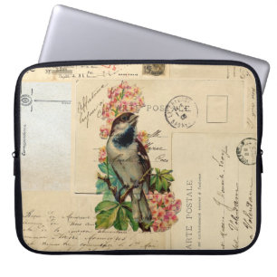 Protection Pour Ordinateur Portable L'oiseau vintage fleurit l'ordinateur portable