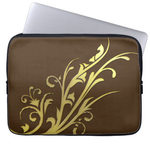 Protection Pour Ordinateur Portable Luxe Abstrait Fleur en Or Faux